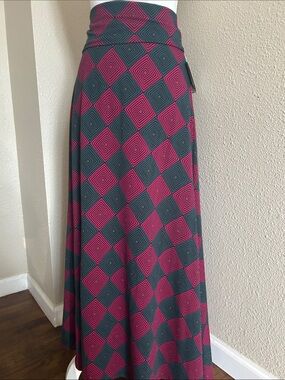 LuLaRoe Maxi Skirt in Magenta and Teal Geometric Diamonds